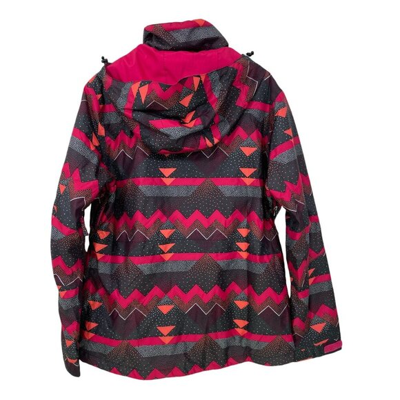 SIMS Women’s Size L Snowboard Jacket Pink‎ Brown Geometric Zip Snap Button I - Picture 2 of 9